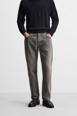 ZARA ДЖИНСЫ REGULAR FIT, СЕРЫЙ