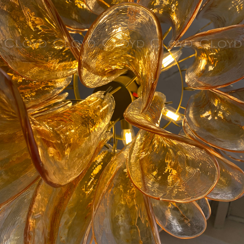 Люстра Cloyd AZORES-C C10 / Ø65 см - латунь светл. - янтарное стекло (арт.11653)