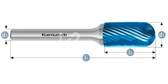 Борфреза твердосплавная Karnasch форма C, 2,5х11х3х38 мм, насечка HP-2, покрытие Blue-Tec, арт. 11.5020-022