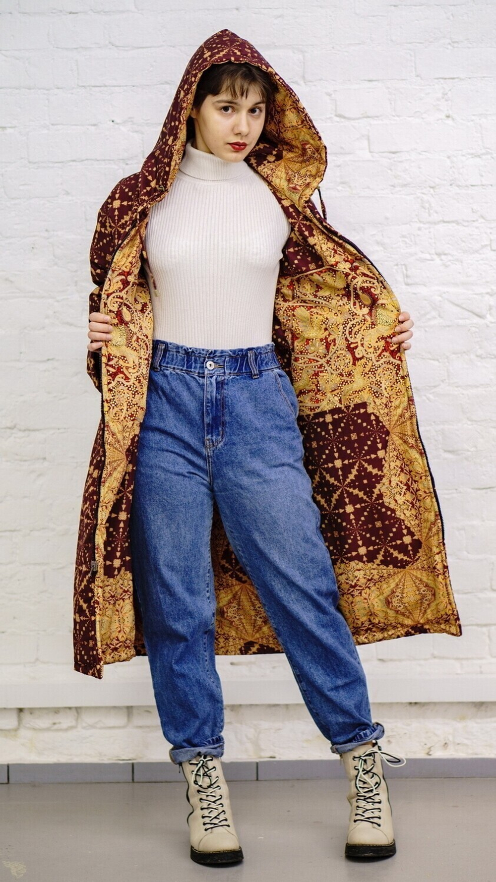 Двустороннее пальто-парка, по мотивам русского золотного шитья в церковных одеяниях