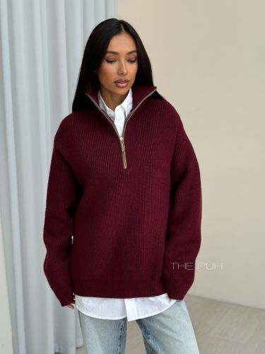 Бордовый свитер на молнии