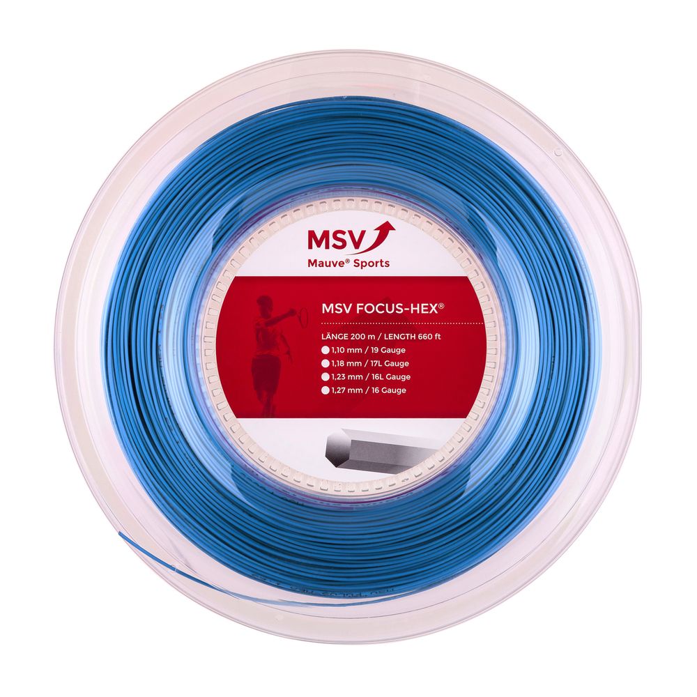 Теннисная струна MSV Focus HEX, 1.23, 200м (ярко-голубой)