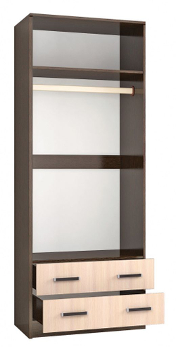 Шкаф с зеркалом Лагуна 80 см, венге/дуб молочный