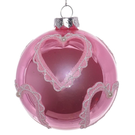 GAEM Украшение новогоднее Шар "Розовое сердце", D 8 см, L8 W8 H8 см