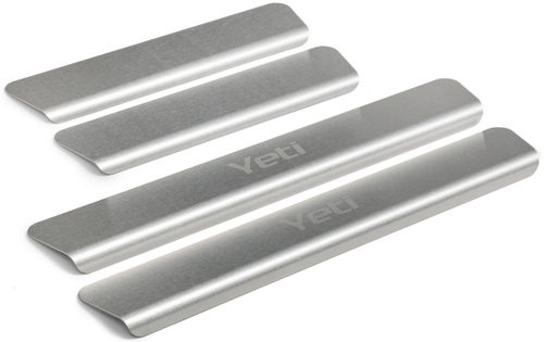 Накладки на пороги Rival для Skoda Yeti I рестайлинг 2013-2018, нерж. сталь, с надписью, 4 шт., NP.5103.3