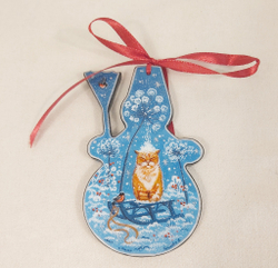 Сувенир "Снеговик" с росписью Палех в подарочном футляре