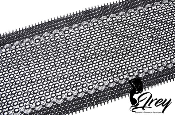 906 ОПТ Кружево эластичное 19 см, перфорация, Италия, черный 170