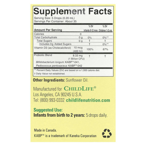 ChildLife Essentials, InfantBiotics, пробиотик, в жидкой форме, 2,6 млрд, 10,5 мл (0,36 жидк. унции) (2,6 млрд КОЕ в 8 каплях)