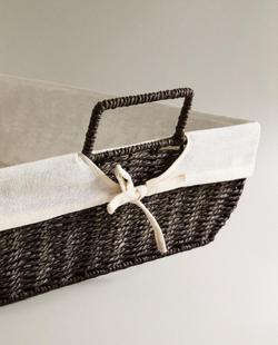 ZARA HOME КОРЗИНА С ТКАНЕВОЙ ПОДКЛАДКОЙ, КОРИЧНЕВЫЙ
