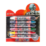 Мелки восковые Yalong, 12 цв/6 шт, "Детский mix" (принцессы,робот,гонщик), двухсторонние, диаметр 15 мм, круглые, в блистере