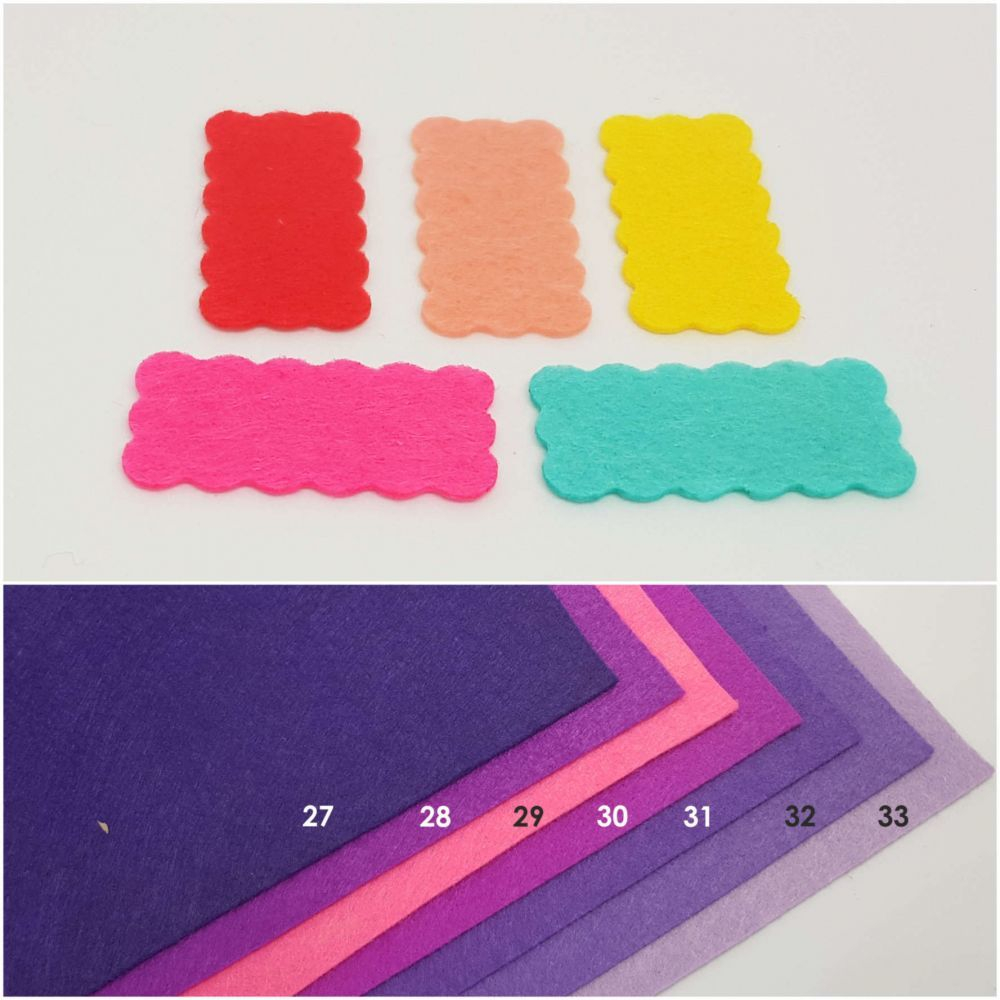 Фетровые пяточки прямоугольные "волна" 45*90мм, цвет № 30 ярко-фиолетовый (1уп = 54шт)