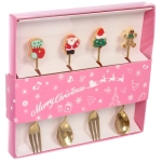 Набор для десерта «Символы праздника» 4предмета (2ложки+2вилки) в подарочной коробке,цвет золото