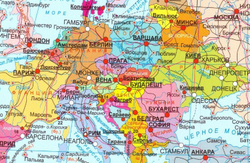 Политическая карта мира (150х210 см ) , большая настенная , с транспортной сетью,рус.яз. 2025год