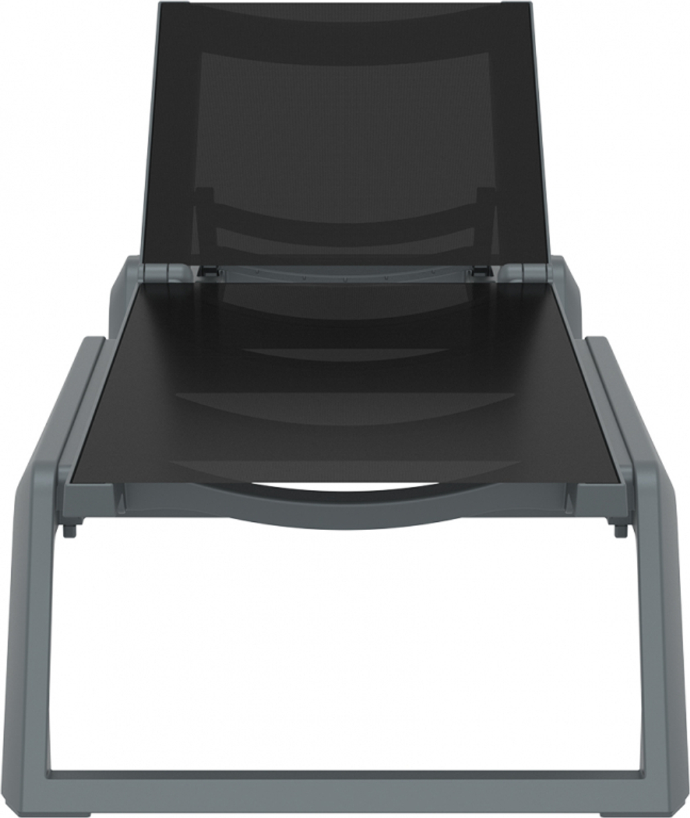 Шезлонг-лежак пластиковый Siesta Contract Rio Pro, темно-серый, черный