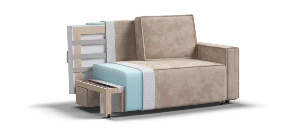 Диван Норд двухместный Велюр Алькантара пепел