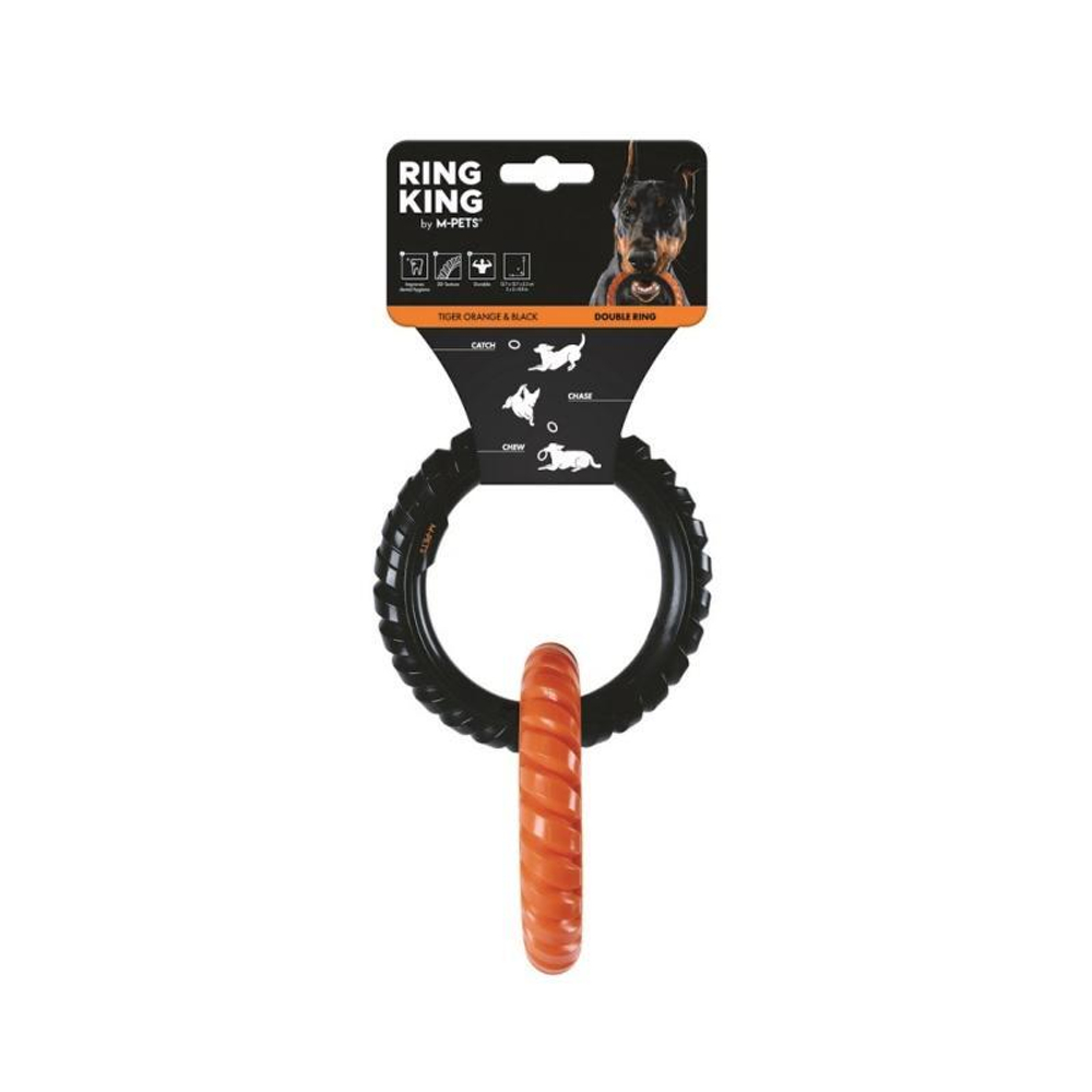 M-PETS Игрушка для собак кольцо RING KING двойное,  цвет черный/оранжевый