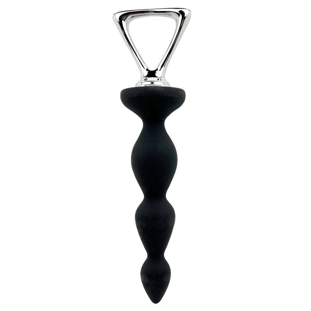 Черная анальная втулка 20,1см Adrien Lastic Silicone Anal Plug Metal Handle Arrow II Size M