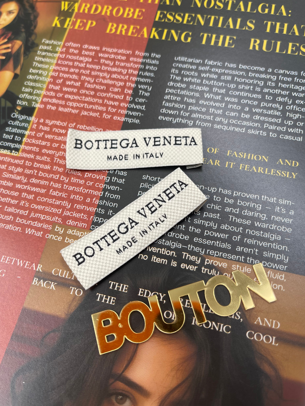 Бирка БоттегаВ. бежевая 55х18 мм