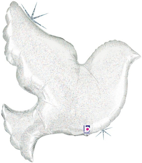 Фольгированный шар Фигура Голубь серебро голография 86 см