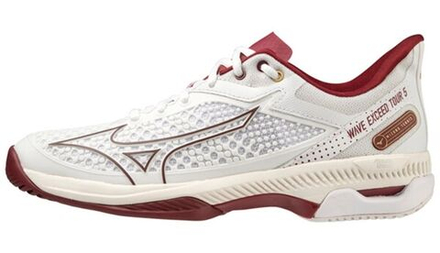 Женские Кроссовки теннисные Mizuno Wave Exceed Tour 5 AC - Бежевый, белый, красный