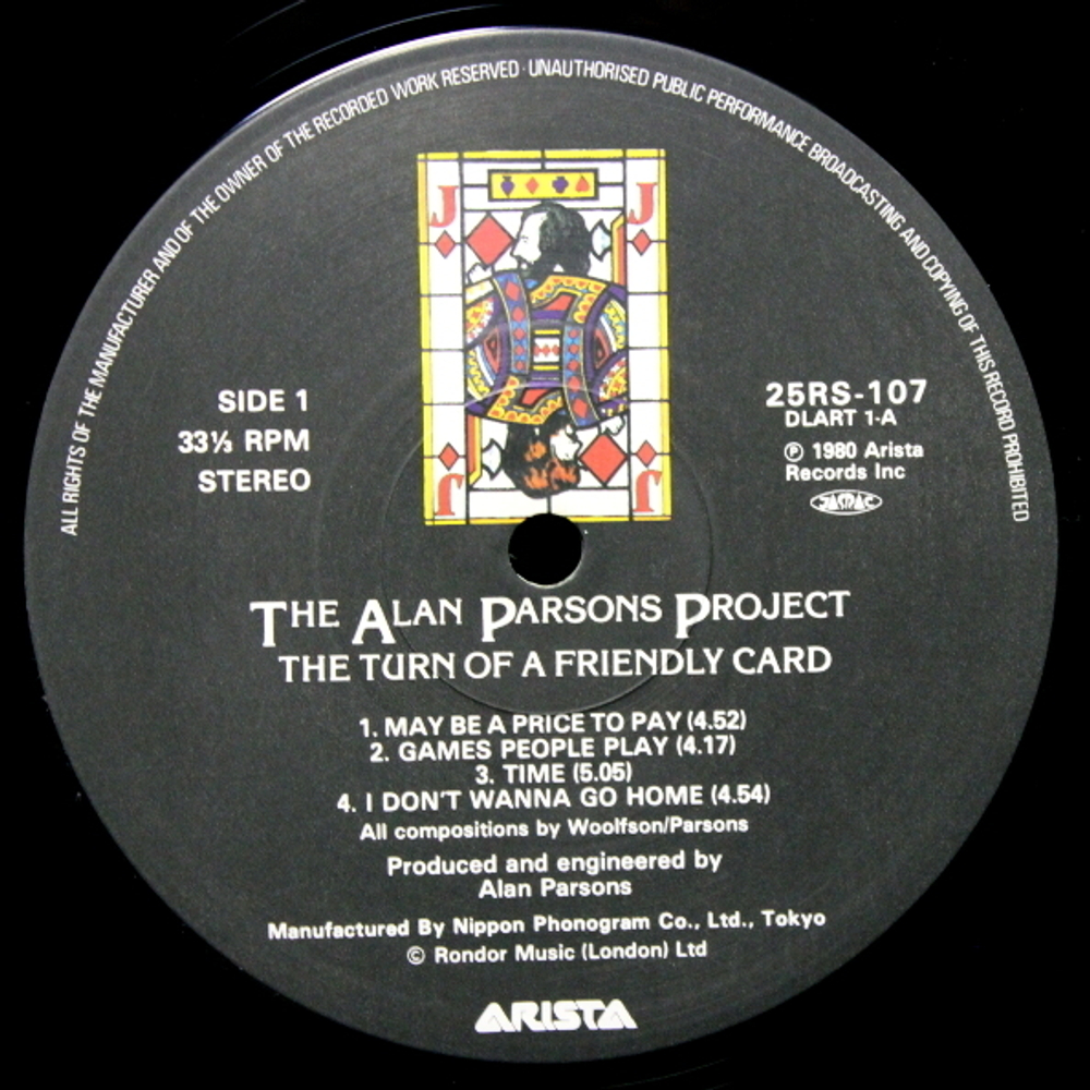 The Alan Parsons Project / The Turn Of A Friendly Card (LP)