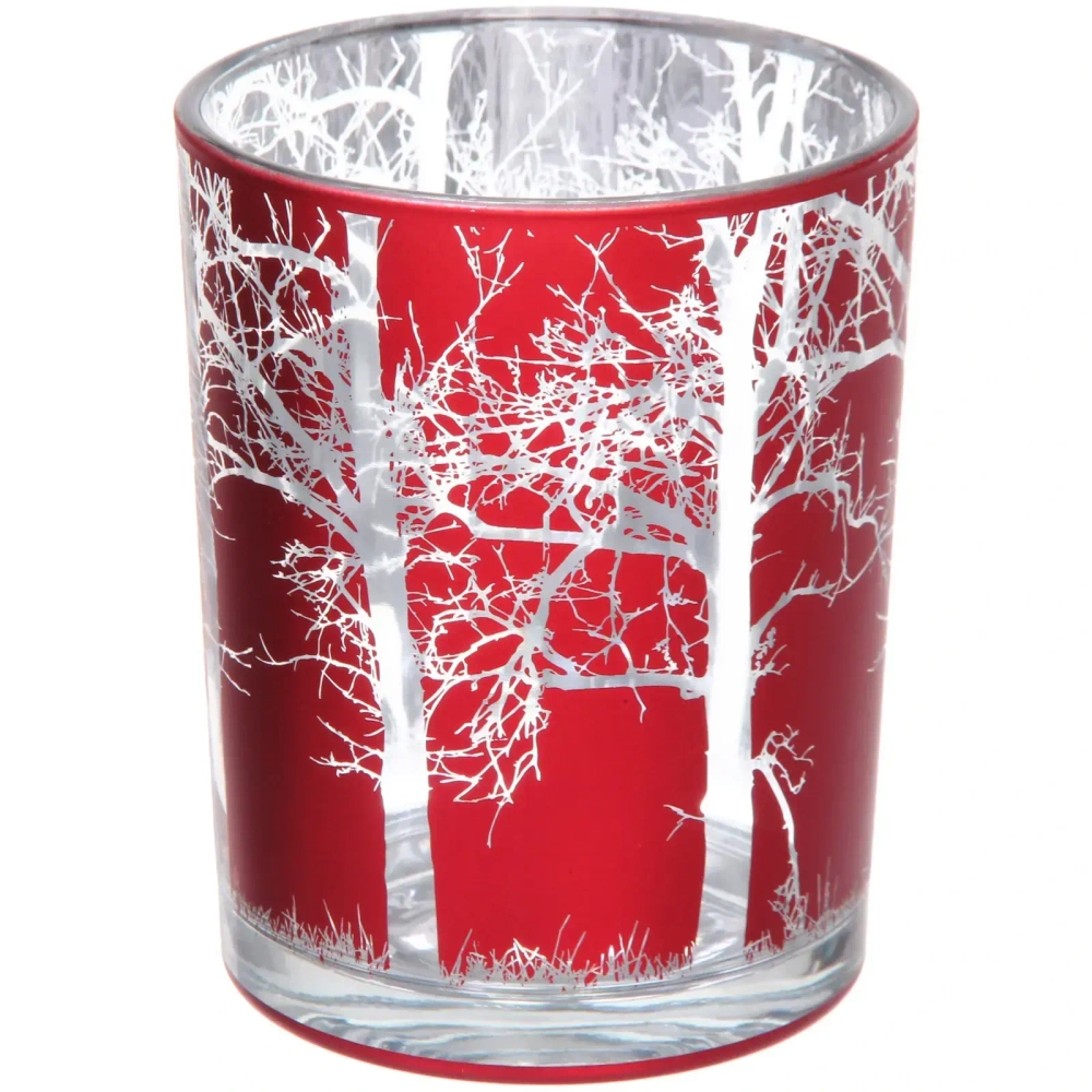 Подсвечник «Зимний лес» 10*12,5 см, Красный
