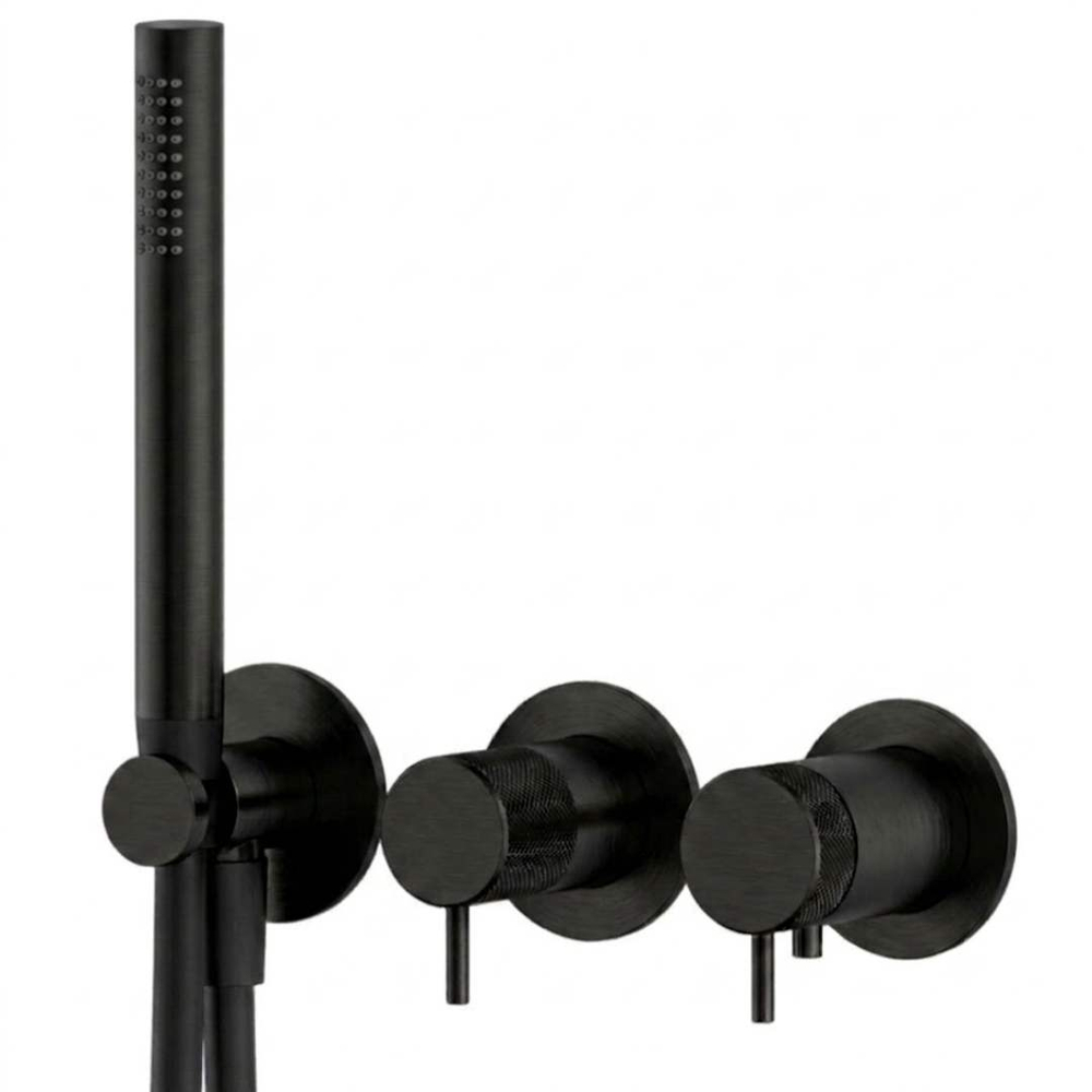 Внешняя часть термостатического смесителя для душа HAPA X35 на 2 режима с ручным душем (цвет - ганметал браш. PVD) X35.0037.PEX.BGMPVD