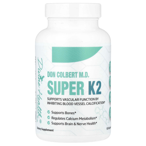 Divine Health, Дон Кольбер, доктор медицины Super K2, 120 капсул (200 мкг в капсуле)
