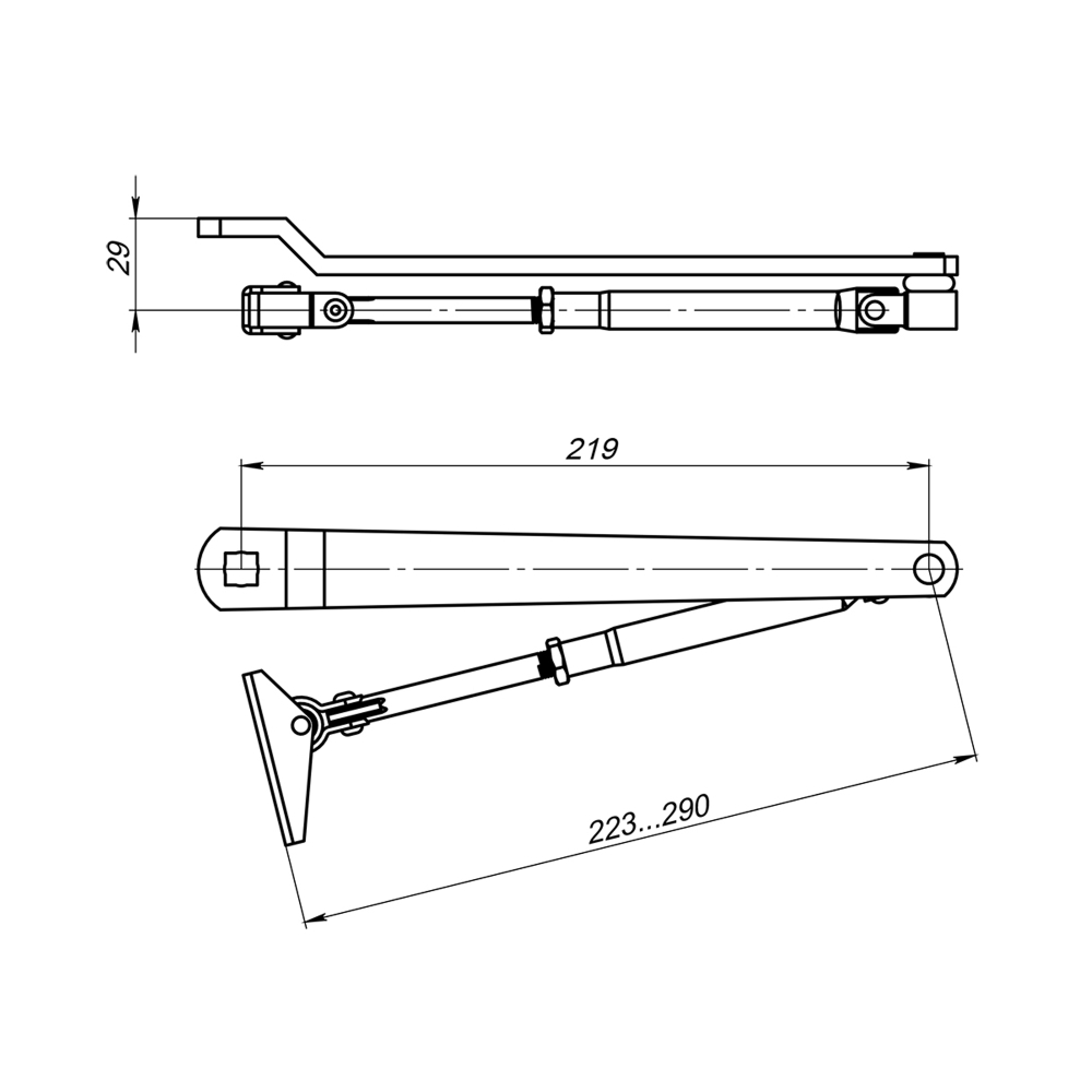 Тяга рычажная для доводчиков DCQ20-4 (40-80 кг) AL (алюминий)
