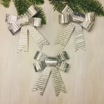 Бант на ёлку «Снежинка» 10*12 см (набор 3шт), Серебро