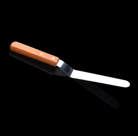 Лопатка кондитерская L=11/27 см с деревянной ручкой узкая изогнутая