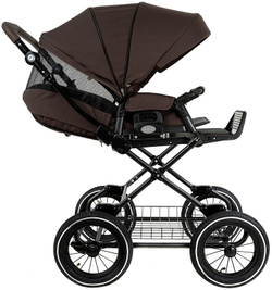 Детская коляска Roan Bass Next Classic d12 2.0 3 в 1 с автокреслом Tutis Elo Lux EduSky Black BNC/83/2 Turkish Coffe/Black/руч.Cappuccino