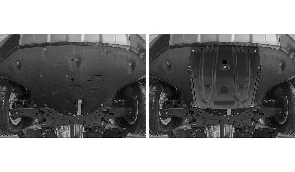 Защита картера и КПП Rival для Hyundai Santa Fe IV (V - 2.2D; 2.4; 3.5) 2018-2021/Hyundai Tucson III (V - 1.6 (132/177 л.с.); 2.0; 2.0D) 2015-2018/Hyundai Tucson III рестайлинг (V - 1.6T GDI (177 л.с.); 2.0; 2.0D; 2.4) 2018-2021/Kia Sorento III Prime (V - 2.2D; 2.4; 3.3) 2015-2017/Kia Sorento III Prime рестайлинг (V - 2.2D; 2.4; 3.5) 2017-2020/Kia Sportage IV (V - 1.6T (177 л.с.); 2.0; 2.0D) 2016-2018/Kia Sportage IV рестайлинг (V - 2.0; 2.0D; 2.4) 2018-2022, сталь 1.5 мм, с крепежом, штампованная, 111.2375.1