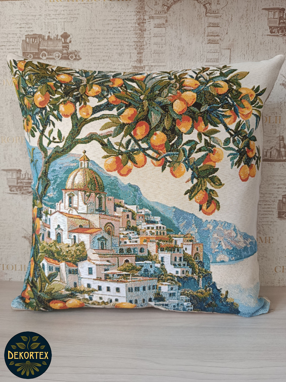 Декоративный гобеленовый чехол для интерьерной подушки Средиземноморье 47х47