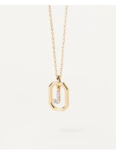 Колье женское PDPaola Мини-Буква J серебро 925 пробы покрытое золотом 750 пробы CO01-521-U