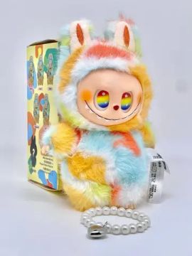 Мягкая игрушка "Лабубу" разноцветный с сердцем 5 серия, 16 см