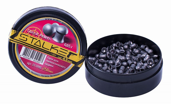 Пульки STALKER Classic Pellets, калибр 4,5мм, вес 0,65г (250 шт./бан.) (60 шт./уп.)