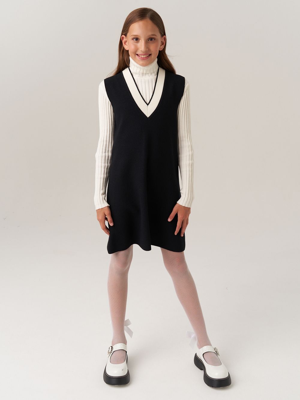 Сарафан школьный для девочки AT974 черный