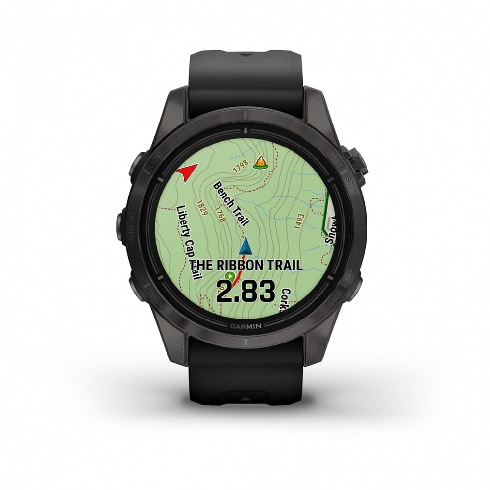 Смарт часы Garmin Epix Pro (Gen 2) Sapphire Edition 42 мм, титановый, угольно-серый, DLC, черный ремешок