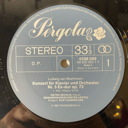 Винтажная виниловая пластинка LP Ludwig van Beethoven Бетховен, Konzerte Fur Flavier and Orchester Nr 3 C Moll and Nr 5 Es Dur Kaiser Konzert (Германия 1977)