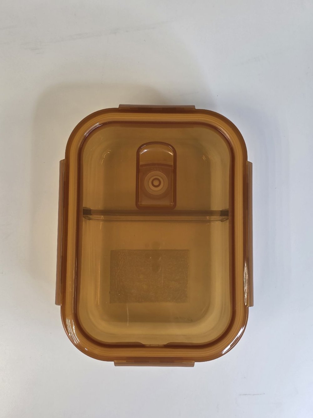 Контейнер  стеклянный прямоугольный с перегородкой для еды с крышкой  650 мл