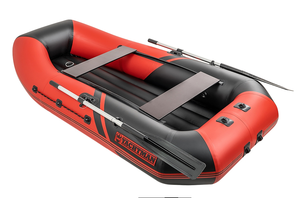 YACHTMAN-260 МНД НАДУВНОЕ ДНО (Яхтман) красный-черный (лодка ПВХ с усилением)