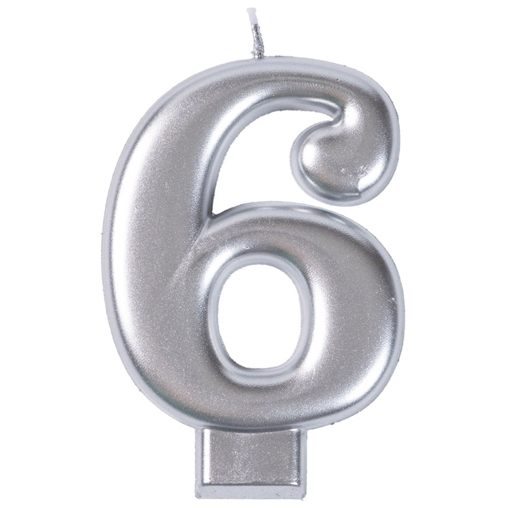 Свечи-цифры Серебряные, 8 см.