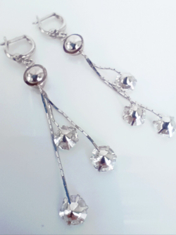 Серьги Эстерелла, серебро, 925 проба, родирование, фианит/Ф