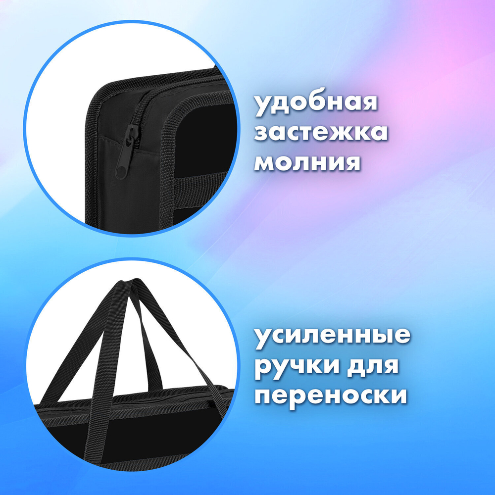 Папка на молнии с ручками BRAUBERG А4 1 отделение пластик 80 мм "Butterfly catcher" (3 штуки в упаковке)