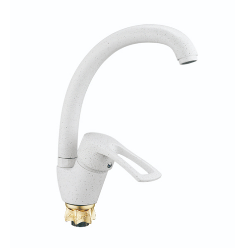 YUB4-A181-KW Смеситель для кух. мойки с пов.круглым изливом, ø40, гайка (корона), белый