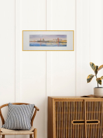 Картина авторская акварельная в паспарту 20х50 см на стену для интерьера "Весна на Ваське"