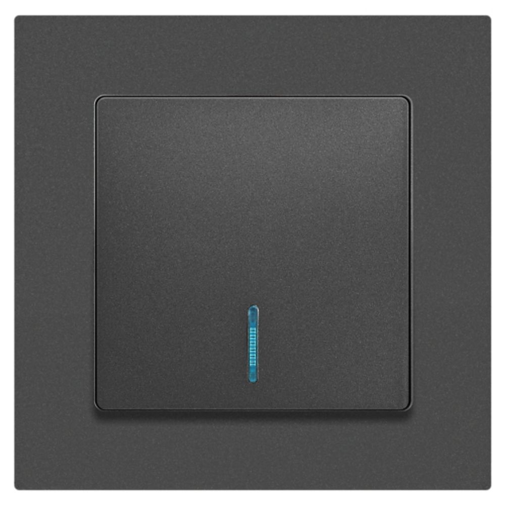 Выключатель Intro Accent 6-102-07 с подсветкой, 10А-250В, IP20, СУ, AL/CU, графит | Intro