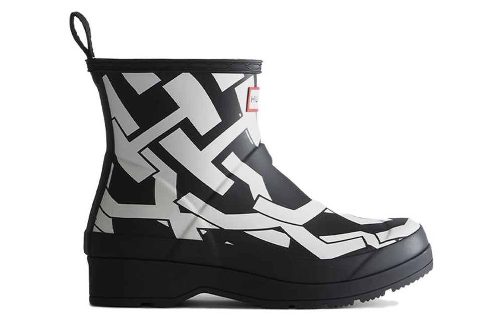 HUNTER Abrasion Resistant Rain Boots Women"s Black White
