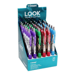 Ручка шариковая, масляная, автоматическая, Vinson, синие чернила, серия "VINSON LOOK", 4 цвета корпуса, 36 шт